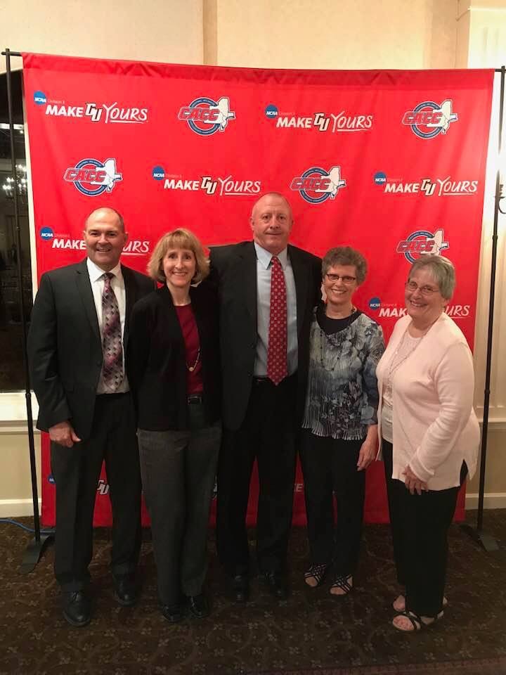 Family photo at Dean Johnson's induction into Caldwell Athletic Hall of Fame